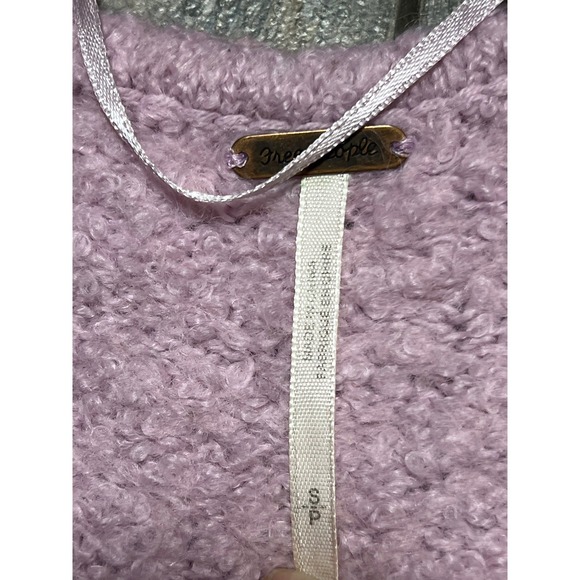 Free People Shaggy Fuzzy Knit Sweater Pullover Pink Purple Size Small Alpaca ** - Picture 3 of 9